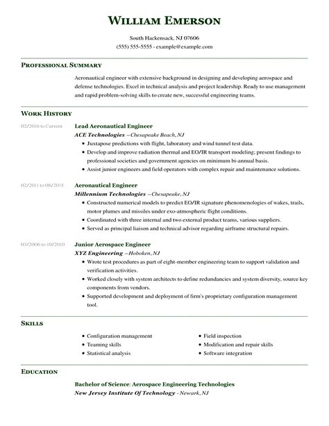 Aeronautical Engineer Resume Examples | Aviation | LiveCareer