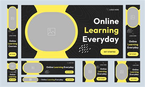 Online learning creative set of web banner template design for social ...