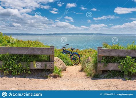 Bike Left on Cape Cod Beach Trail, Massachusetts. Stock Image - Image of cruiser, coastline ...