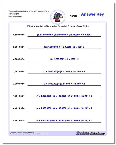 Write Numbers in Expanded Place Value Form