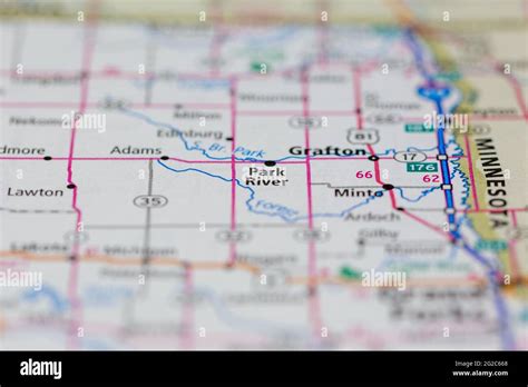 Park River North Dakota USA shown of a Road map or Geography map Stock Photo - Alamy