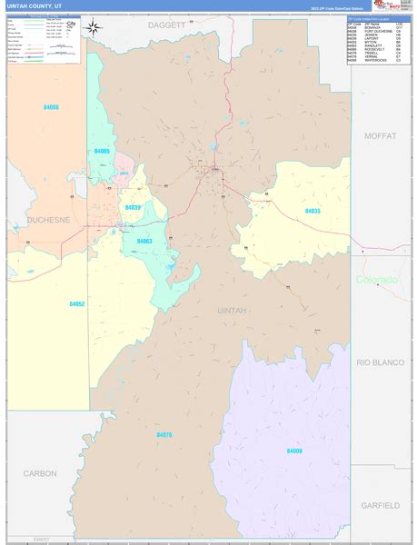 Uintah County, UT Wall Map Color Cast Style by MarketMAPS - MapSales