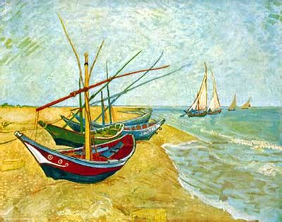 Fishing Boats on the Beach at Saintes-Maries - Vincent Van Gogh Image ...