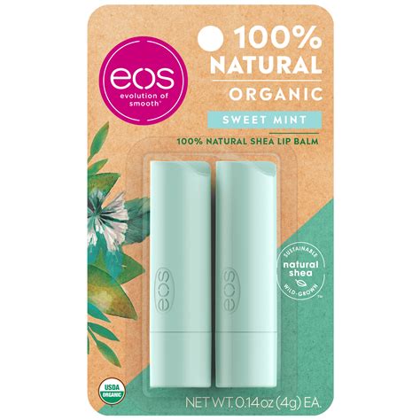 eos 100% Natural & Organic Lip Balm Stick - Sweet Mint, 0.14 oz, 2 count - Walmart.com - Walmart.com