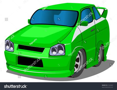 Cartoon Green Racing Car Stock Vector Illustration 81322663 : Shutterstock