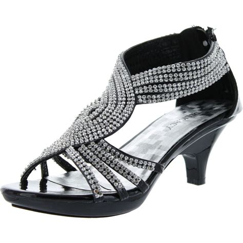 Delicacy Womens Angel-37 Strappy Rhinestone Dress Sandal Low Heel Shoes ...