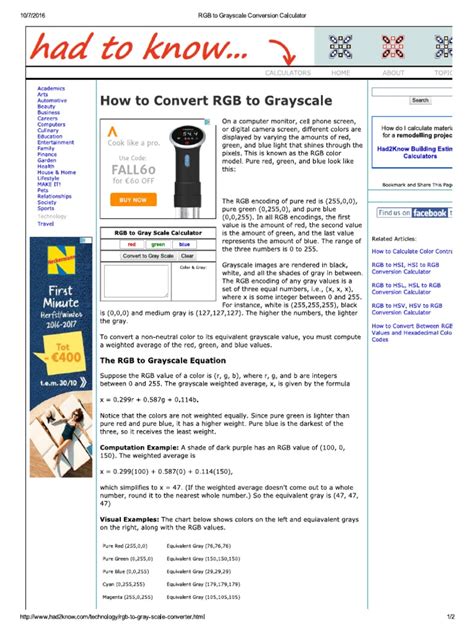 RGB To Grayscale Conversion Calculator | PDF | Image Processing | Signal Processing