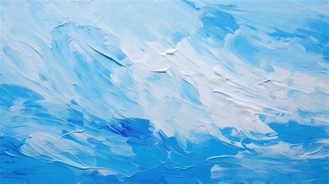 Abstract Sky Design Blue And White Acrylic Paint Art With Brushstrokes Texture Background, Art ...