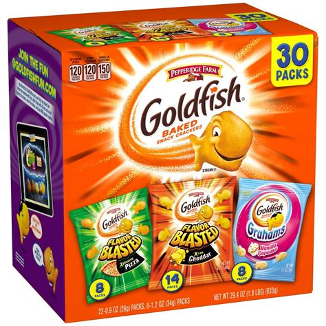 Pepperidge Farm Goldfish Crackers, Bold Mix Variety Pack Box, 30-count ...