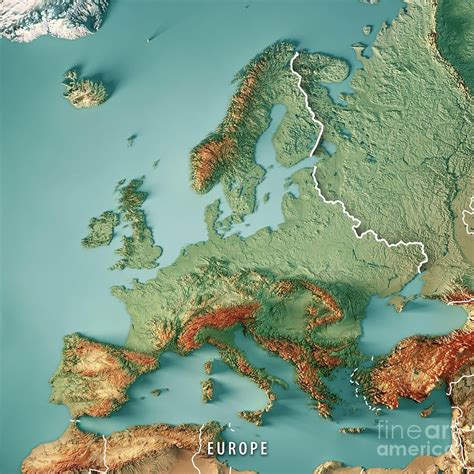 3D render topographic map of Europe : r/europe