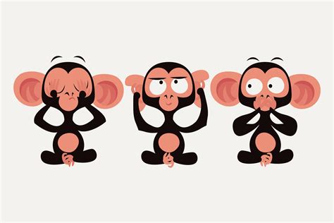 Three wise cartoon monkeys 628382 Vector Art at Vecteezy