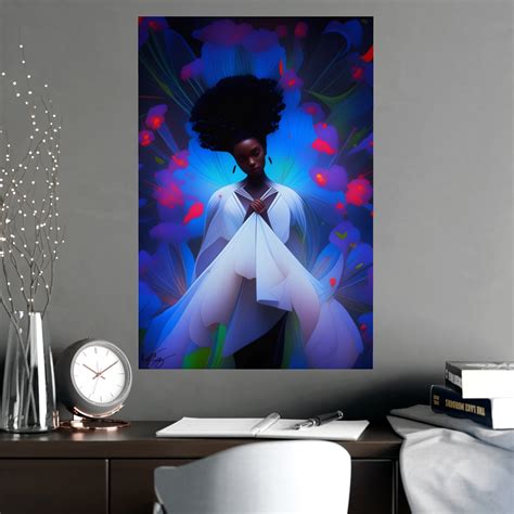 Nature's Prayer Afrocentric Black Woman Wall Art Matte Poster ...