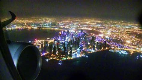 vistara landing in doha, Night View of Doha Qatar, Qatar night view from flight, - YouTube