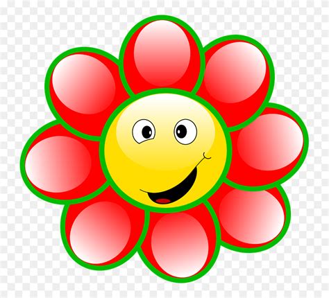 Smiley Flower Face - Smiley Flower Clipart (#5770799) - PinClipart