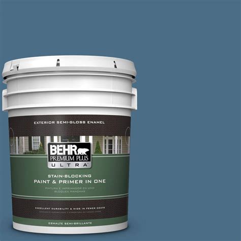 BEHR Premium Plus Ultra 5-gal. #570D-6 Neptune Blue Semi-Gloss Enamel Exterior Paint-585305 ...