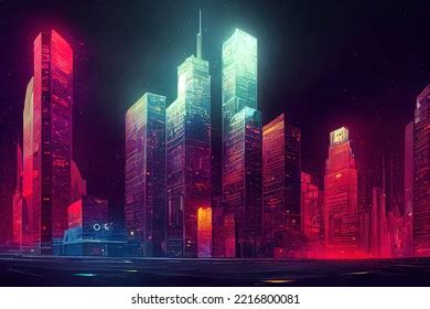 Futuristic City Concept Art Cityscape Night Stock Illustration ...