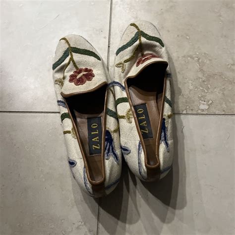 ZALO Needlepoint Floral Slides Shoes 7.5 - Gem