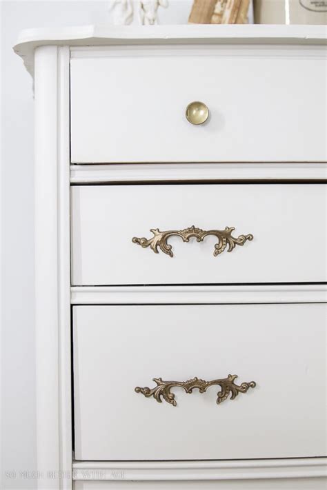 white painted dresser with vintage gold handles- 8 Steps on How to ...