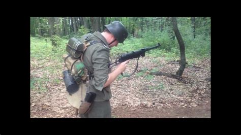 [HD] WWII German Soldier Firing MP40 Full Auto Shoot - WWII Re-enactor Living History - YouTube