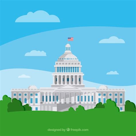 Premium Vector | Us congress building with flat design