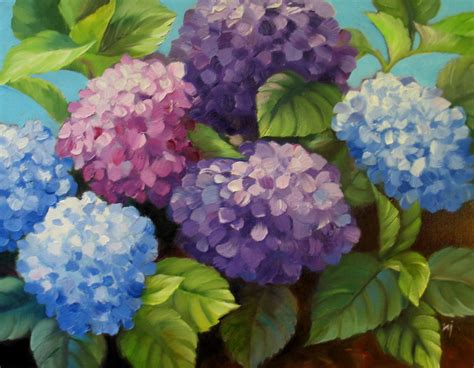 Oil Painting Hydrangeas Floral. $75.00, via Etsy. - Hydrangea