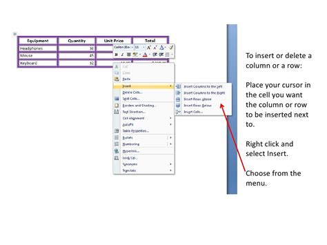 Using tables and columns in Microsoft Word