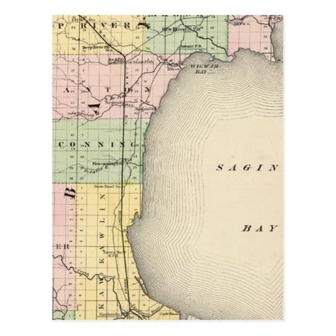 Map of Bay County, Michigan Postcard | Zazzle.com