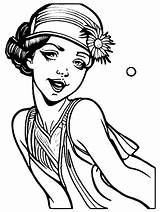 Roaring Twenties Flapper Coloring Page · Creative Fabrica sketch template