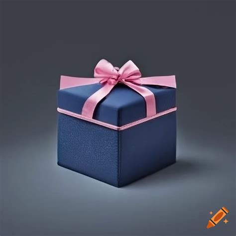 Navy blue gift box with pink bow on Craiyon
