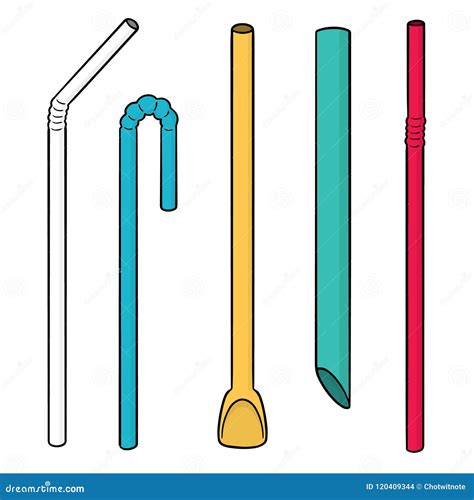 Vector set of straw stock vector. Illustration of creative - 120409344