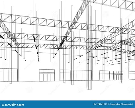 Sketch Design of Interior Warehouse, Stock Illustration - Illustration of frame, warehouse ...