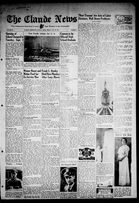 Claude News (Claude, Tex.), Vol. 53, No. 1, Ed. 1 Friday, August 29, 1941 - Page 1 of 5 - The ...