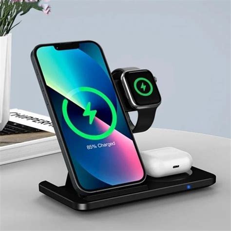 3 In 1 Wireless Charger Stand Pad For Iphone 14 13 12 11 X Max Foldable ...