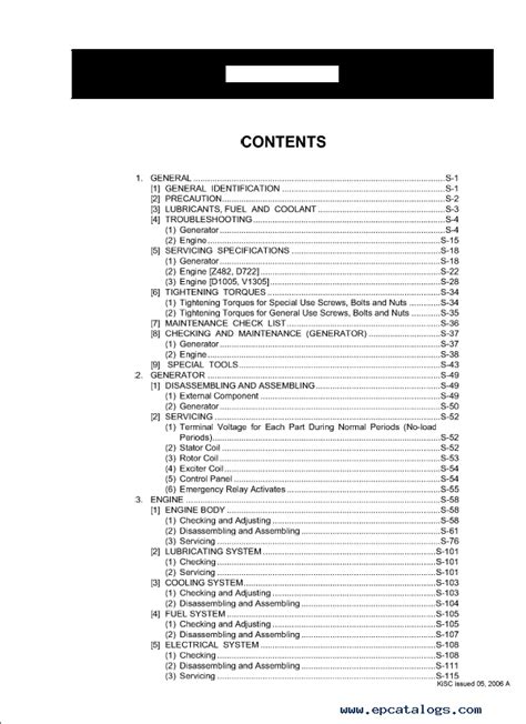 Kubota J Series Diesel Generator Workshop Manual PDF