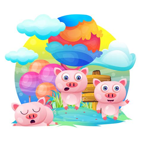 Greeting card Cute Cartoon pig 688579 Vector Art at Vecteezy