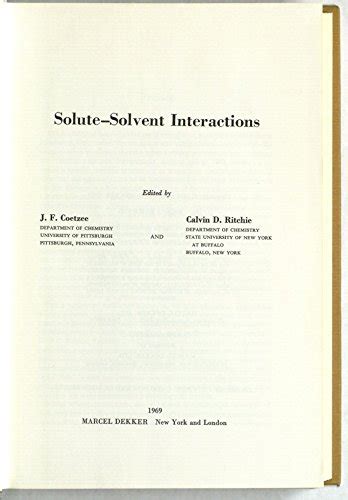 Solute Solvent Interactions - AbeBooks