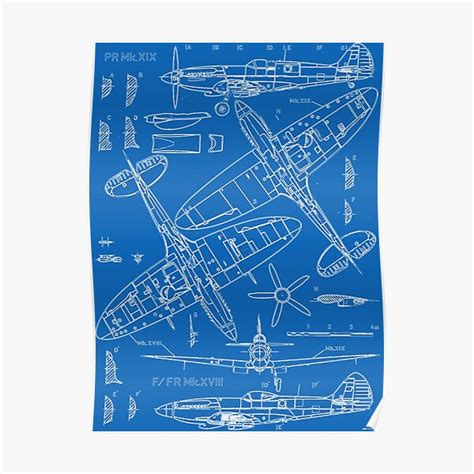 "Spitfire Concept Blueprints" Poster for Sale by DarkHorseDesign ...