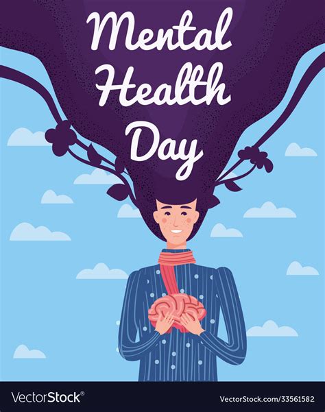World mental health day poster template yong Vector Image
