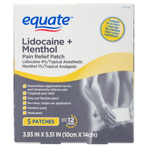 Equate Lidocaine and Menthol Pain Relief Patches, 5 Count - Walmart.com