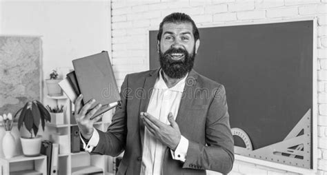 Man with Beard and Moustache Look As Businessman or Teacher in College or School, Recommendation ...