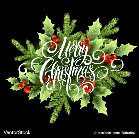 Merry christmas handwriting script lettering Vector Image