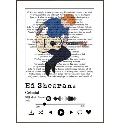 Ed Sheeran - Celestial Song Lyrics | Modern Wall Art & prints – 98types