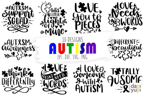 Autism Quotes SVG bundle, Autism Awareness Lettering Bundle