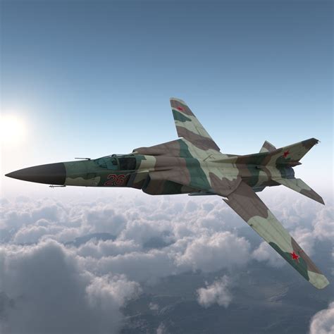 3d model fighter aircraft mig-23 rigged