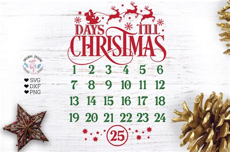 Days Till Christmas Countdown Calendar (368325) | SVGs | Design Bundles