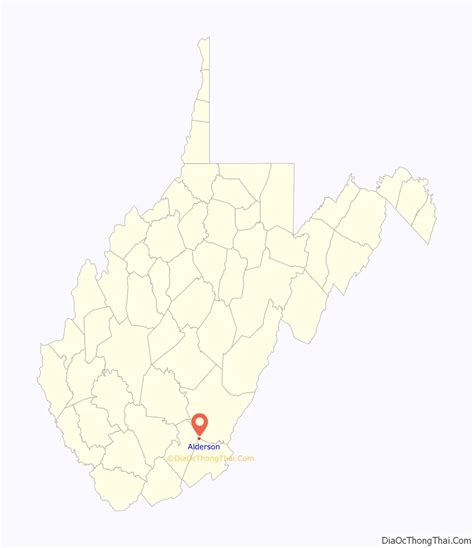 Map of Alderson town, West Virginia - Thong Thai Real