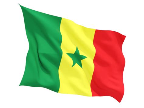 Fluttering flag. Illustration of flag of Senegal