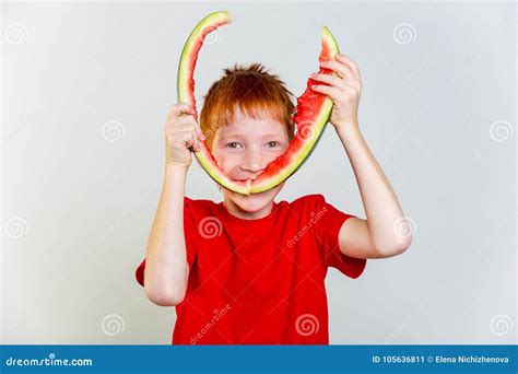 Kids eating watermelon stock image. Image of caucasian - 105636811