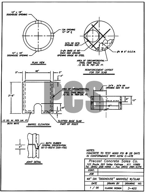 48" Dia. "Doghouse" Manhole w/Slab - Precast Concrete Sales Company