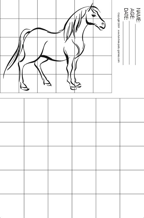 grid-sketch-horse-standing-BW-999p.gif (658×999) | Art handouts, Art worksheets, Student art